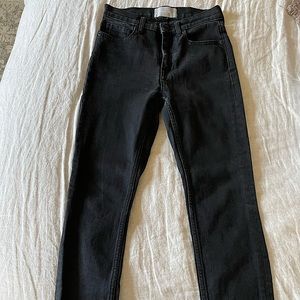 Everlane Washed Black High Rise Skinny Mom Jeans 25 Ankle